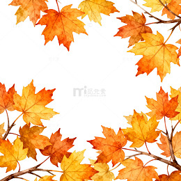 水彩枫叶秋日装饰背景图