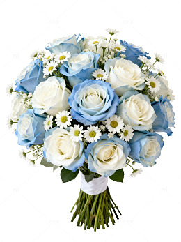 蓝白玫瑰花束鲜花