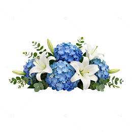 蓝白花束清新花卉装饰