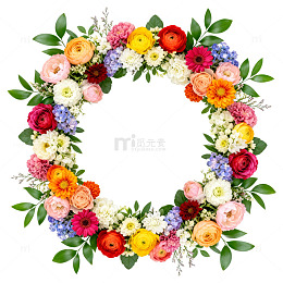 鲜花圆形花环装饰设计素材