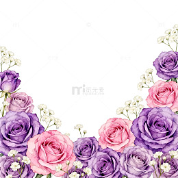 水彩花卉边框装饰设计素材