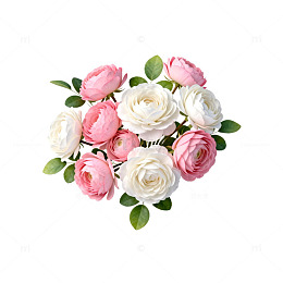 心形玫瑰花束水彩插画