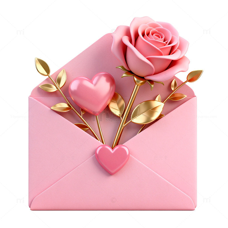 浪漫玫瑰信封爱心装饰