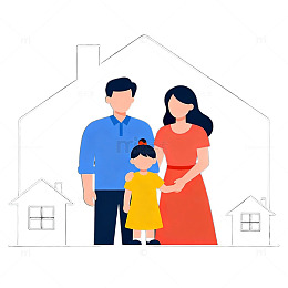 家庭温馨插画设计素材