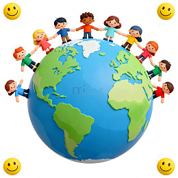 卡通地球团结儿童插画