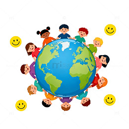卡通地球儿童团结图案