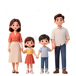 卡通风格家庭合影矢量图素材