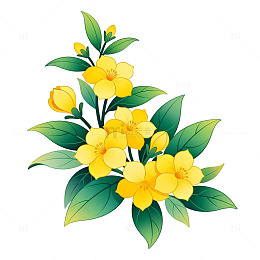 卡通风格黄花植物插图