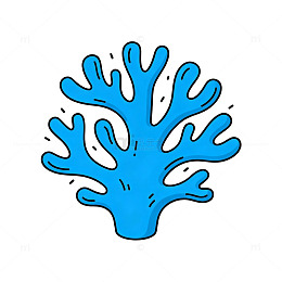 卡通蓝色珊瑚插画素材