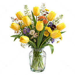 黄色郁金香鲜花花瓶