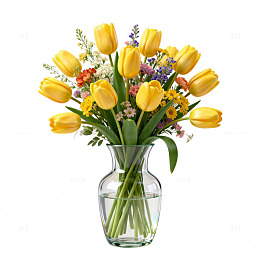 清新黄色郁金香花瓶设计