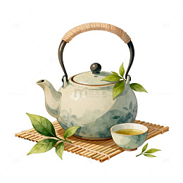 水墨风茶具插画