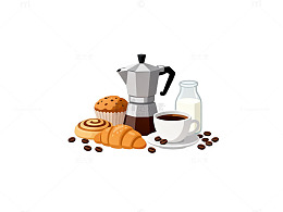 卡通早餐美食插画