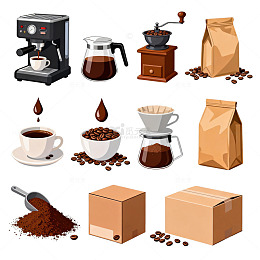 咖啡元素插画设计素材