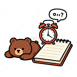 卡通熊闹钟笔记本贴纸设计
