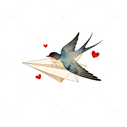 燕子纸鸢爱心插画