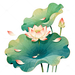 水墨风荷花插画艺术装饰素材