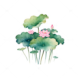 水彩荷花矢量图素材