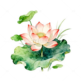 水彩荷花绘画艺术素材