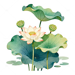 水墨风荷花插画设计素材