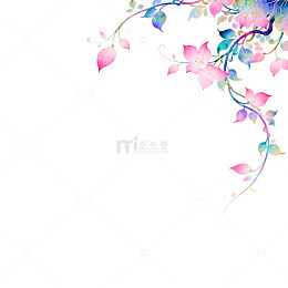 水彩花卉边框装饰设计素材
