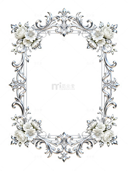 复古银花相框装饰设计素材