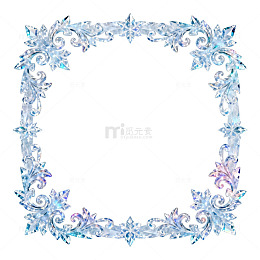 冰晶雕花装饰边框图案