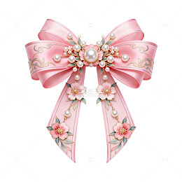 精美粉色蝴蝶结饰品插画