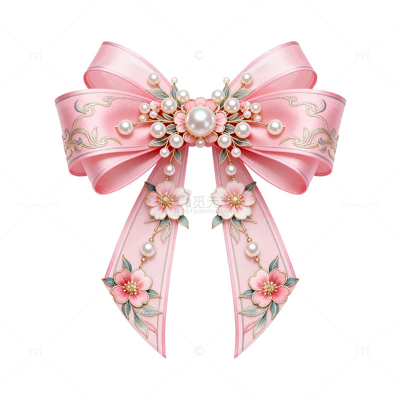 精美粉色蝴蝶结饰品插画