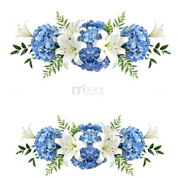 蓝色花卉装饰图案设计素材