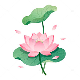 卡通荷花矢量插画