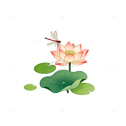 卡通荷花蜻蜓矢量插画