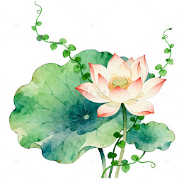 水彩荷花装饰画设计素材