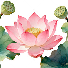 水彩荷花图案设计素材