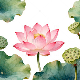 水墨荷花图案装饰素材