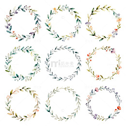 花卉圆形装饰图案设计素材