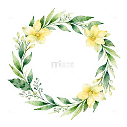 水彩花环装饰图案