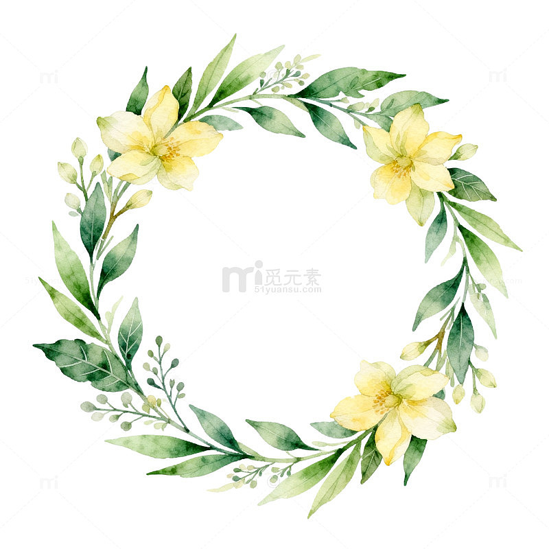 水彩花环装饰图案