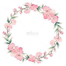 水彩花环粉色花卉装饰图案