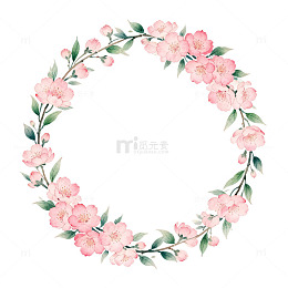 水彩花卉花环装饰图案