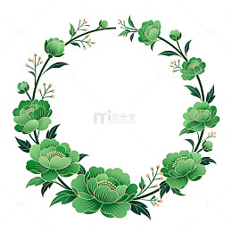 绿色花卉圆形装饰图案