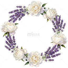 花卉圆形花环装饰图案
