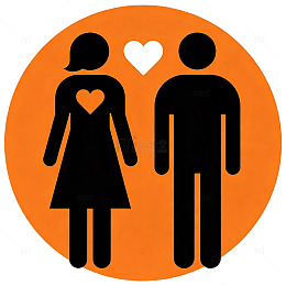 橙色简约爱情图标设计元素