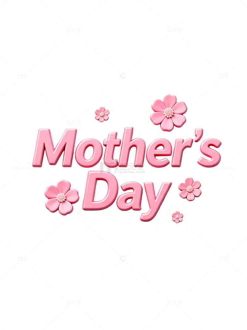 粉色花朵母亲节贺卡设计