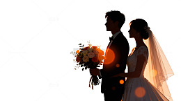 浪漫婚礼剪影插画设计素材