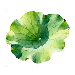 水彩荷叶图案设计元素