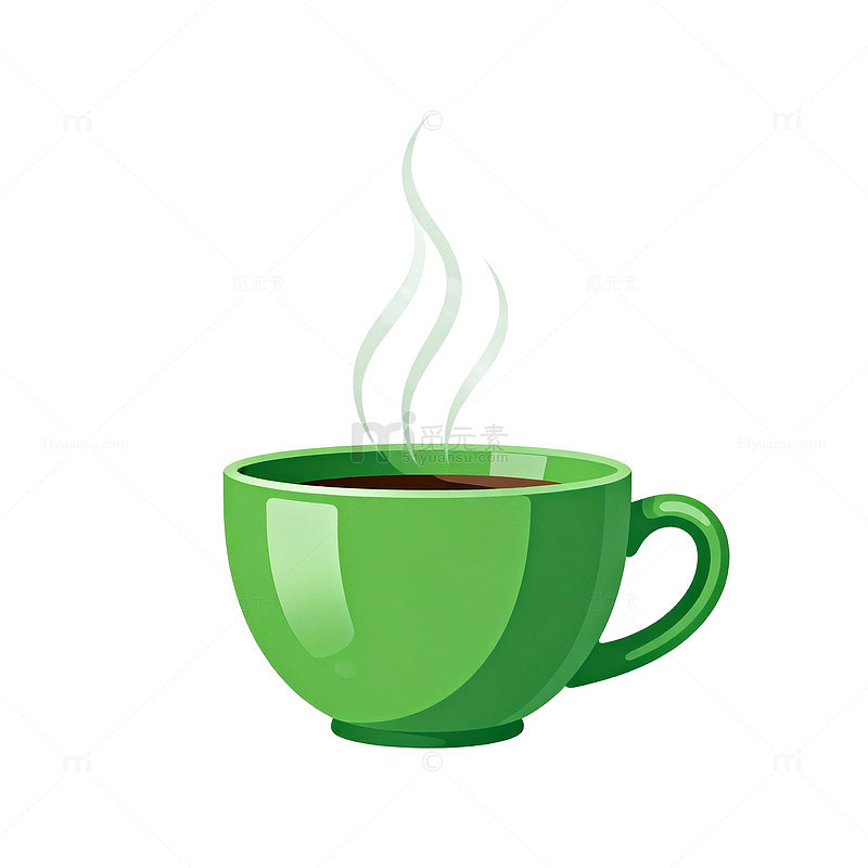 卡通风格绿色咖啡杯插画