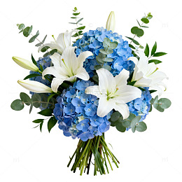 蓝色百合花束花卉设计素材