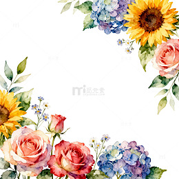 水彩花卉边框设计素材
