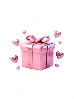 粉色礼物浪漫心形装饰素材